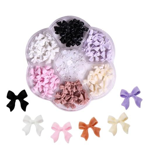 3D Bow Nail Charms Bow-Knot Nail Art Stud Rhinestones Type1-Solid Colorful