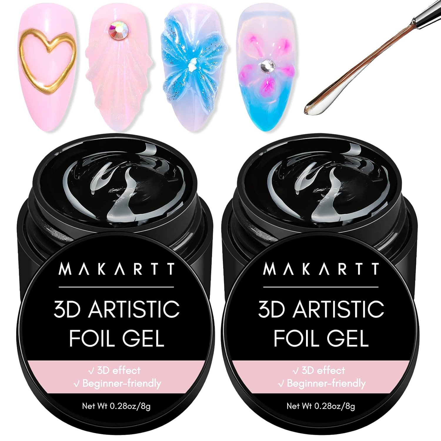 3D Nail Gel: 8 Ml Nail Foil Glue, Transfer Gels Adhesive for Linear, Shell, Ripp