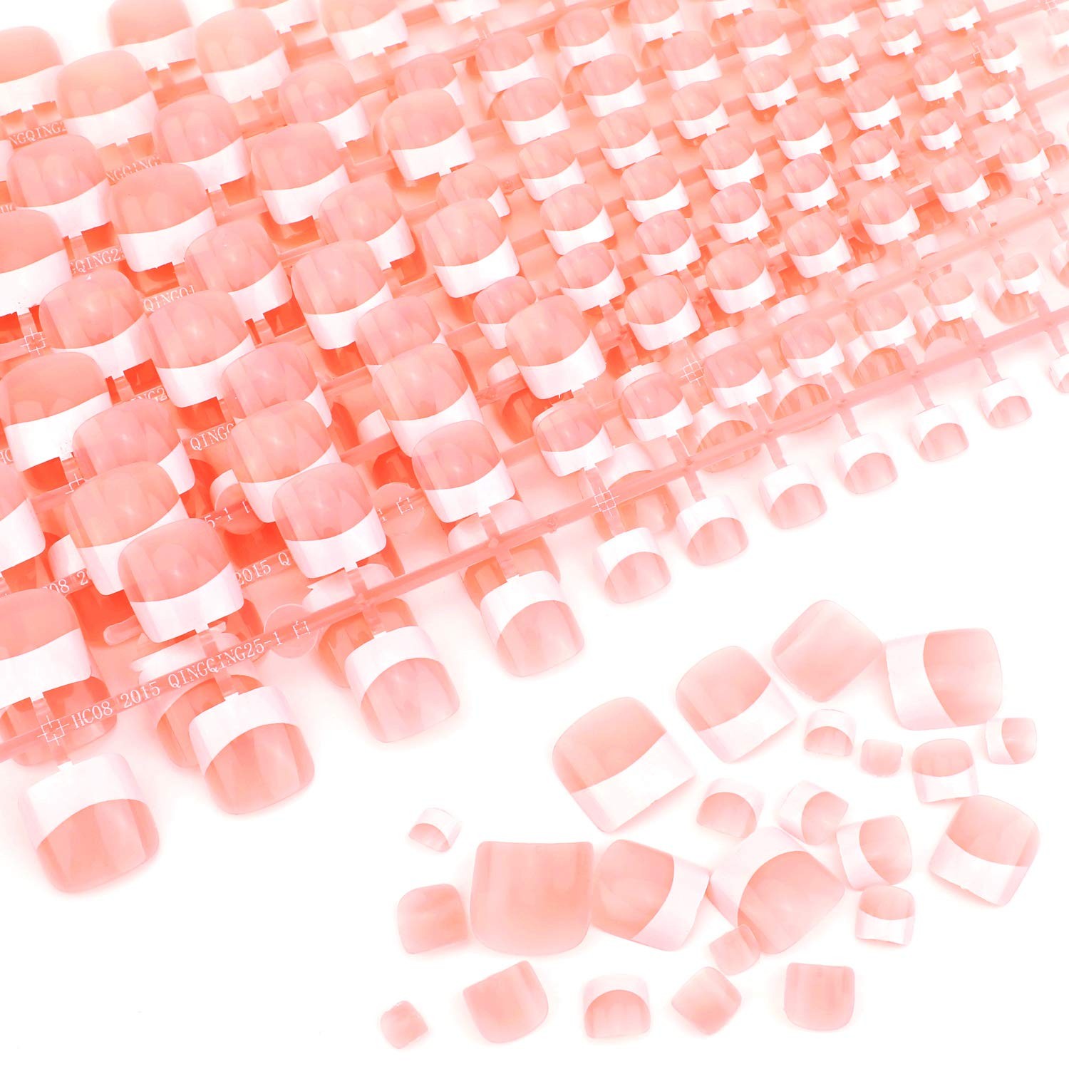 MWOOT 240Pcs Natural French Fake Nails Tips 240 Piece Assortment, White,Pink