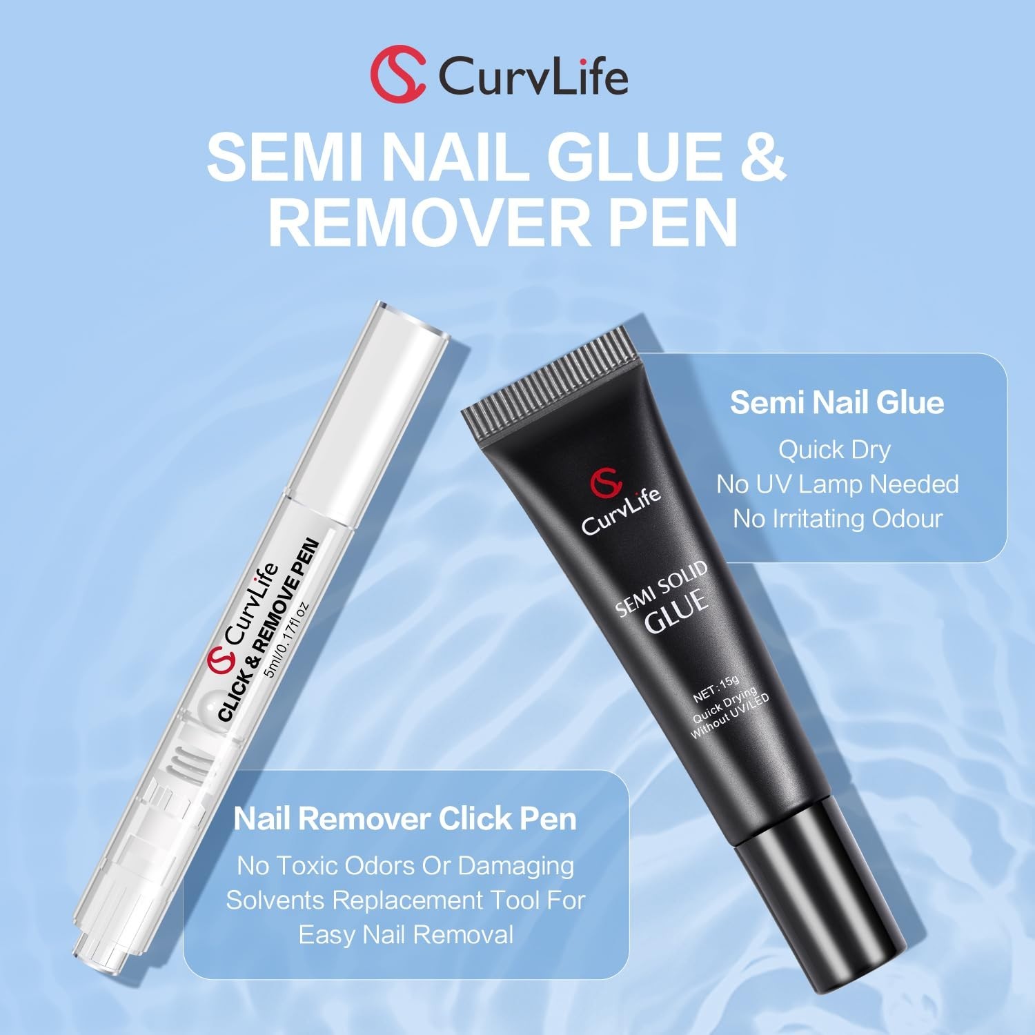 Strong 15g Nail Glue Gel & 5ml 3-in-1 Remover Pen – Perfect for Press-On Nails