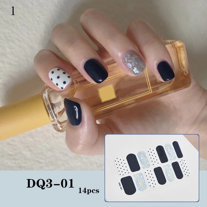 14Tips Nail Stickers Full Cover DIY Manicure Art Nail Foils Wraps 3D Nail Decal✔