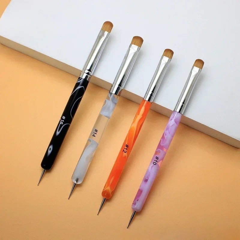 Printed White Black Orange Pink Semi Circle Tail Dot Diamond Nail Art Brush Wave
