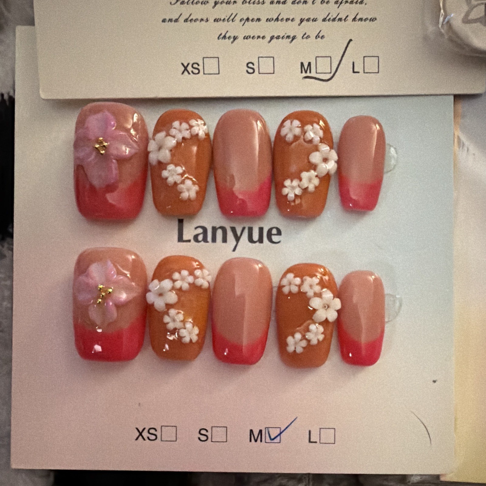 Press-On Nails Size Medium Square 3D