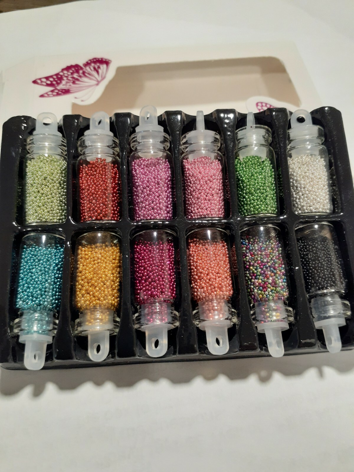 Micro beads caviar nail art Decoration set 12 small bottles mixed colors