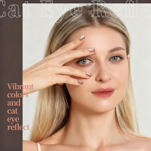 Press on Nails Cat Eye, 6 Short Square white/nude/orange/brown/pink/plum