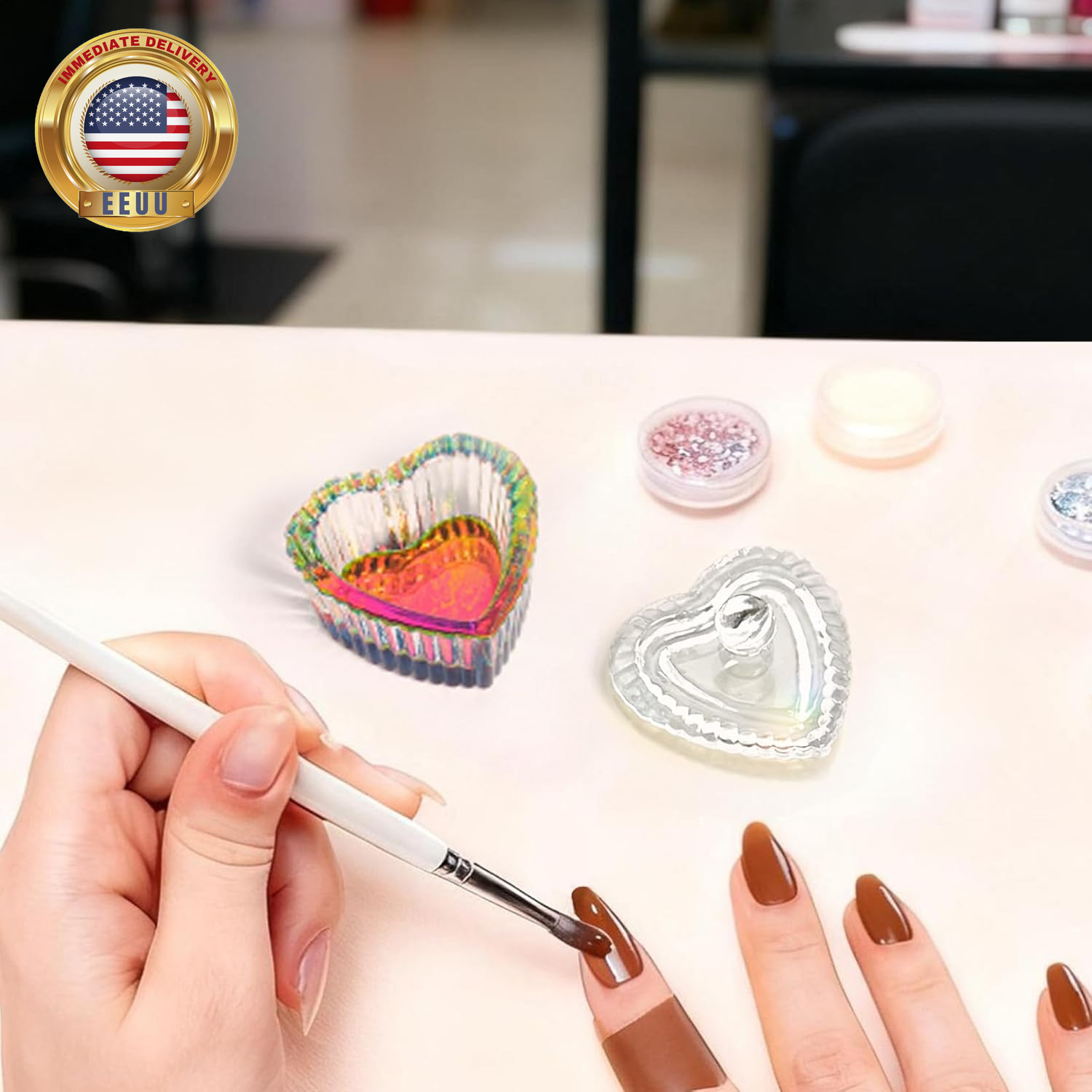 2PCS Nails Tips Art Dappen Dish with Lid Acrylic Liquid Powder Dappen Monomer Di