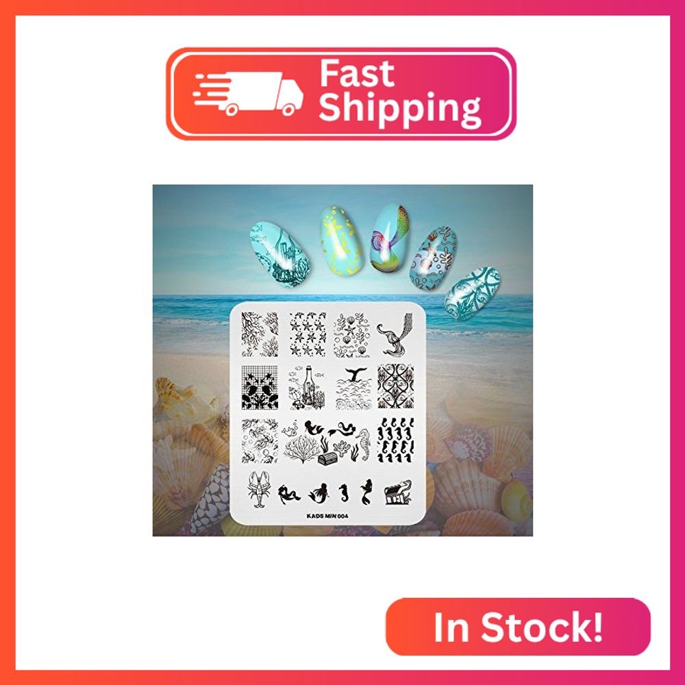 KADS Nail Art Stamping Plate Mermaid Stamping Template Image Plates Coral Starfi