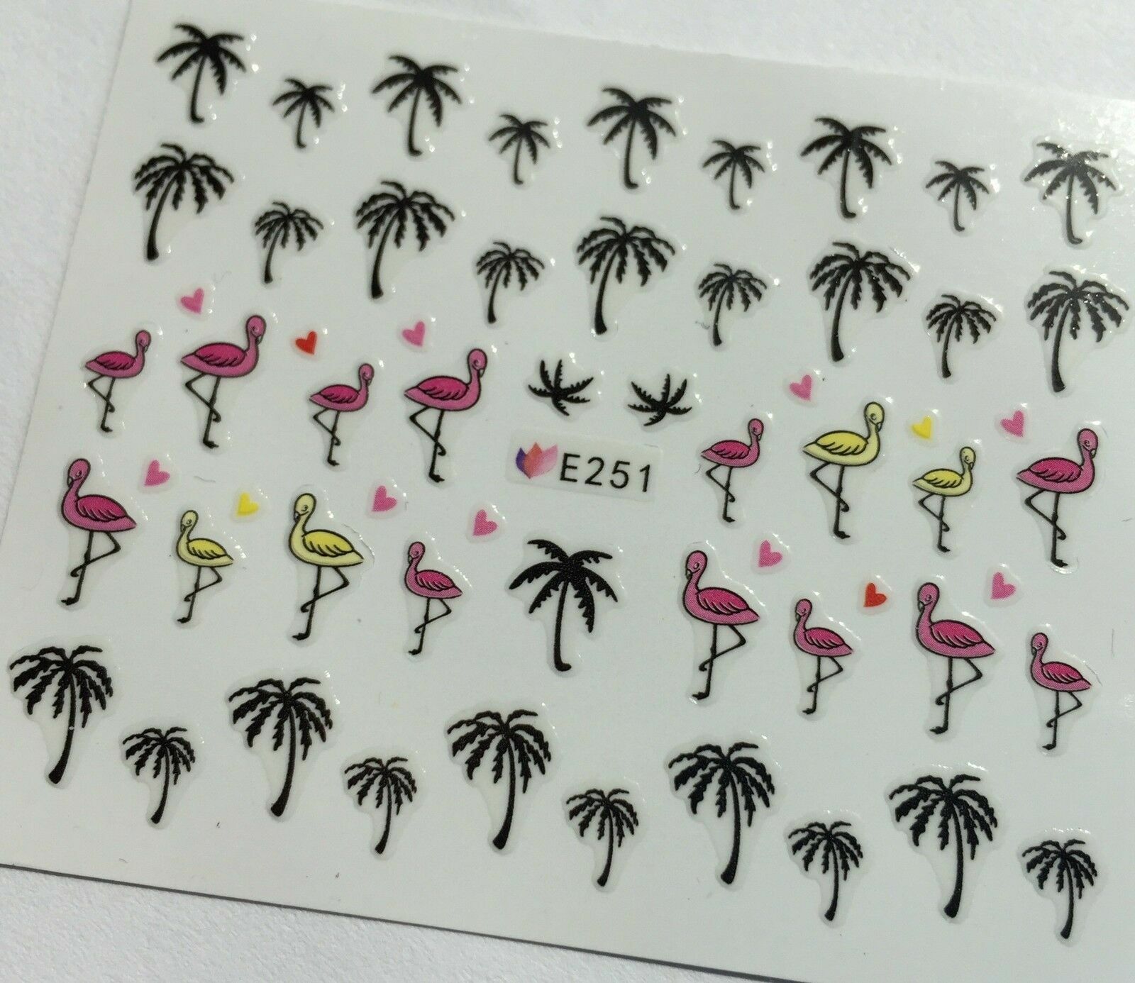 Nail Art 3D Decal Stickers Palm Trees Flamingos Tropical E251
