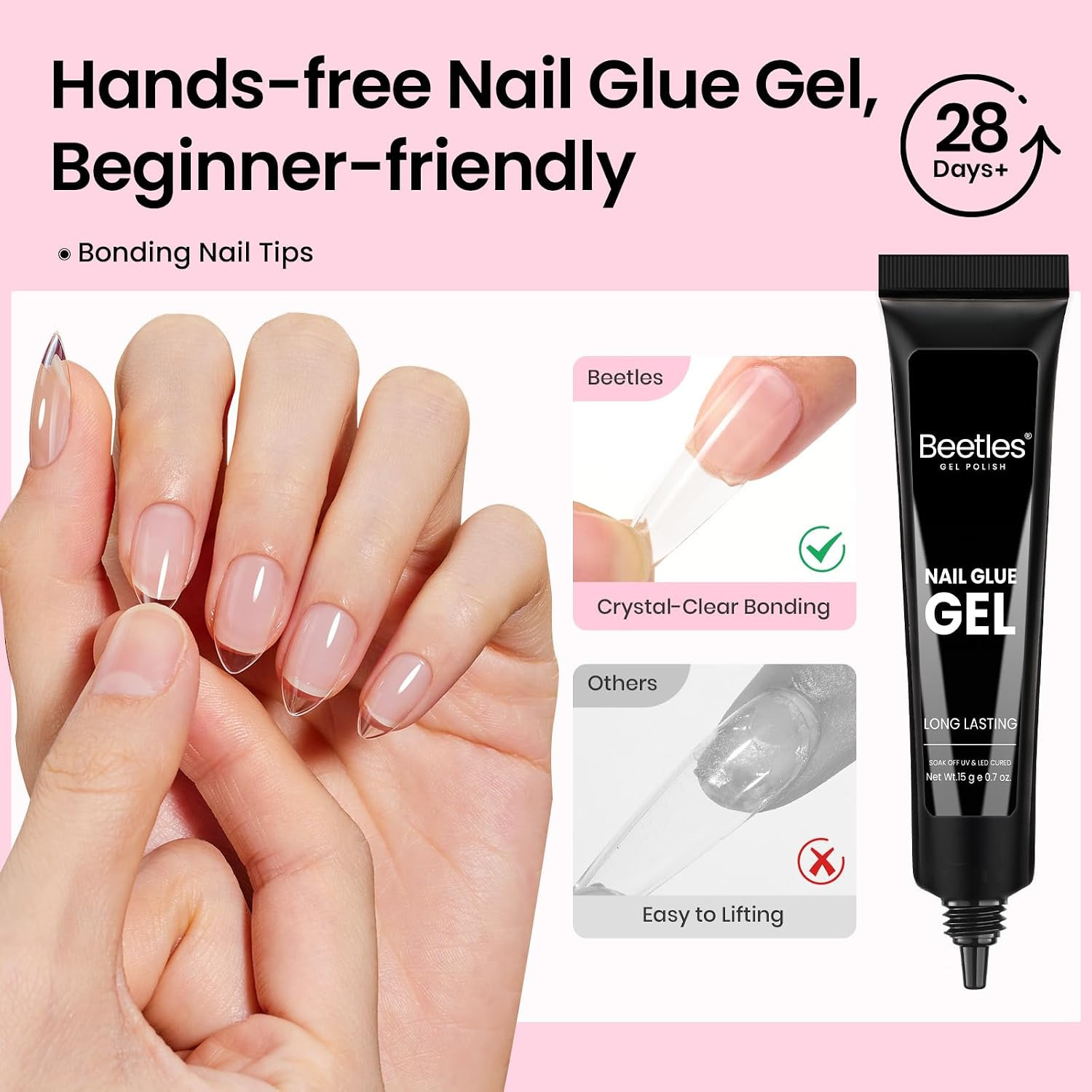 Gel Nail Kit Flat-X, Almond Short, 320Pcs 16 Sizes Nail Tips | with 15G Nail Glu