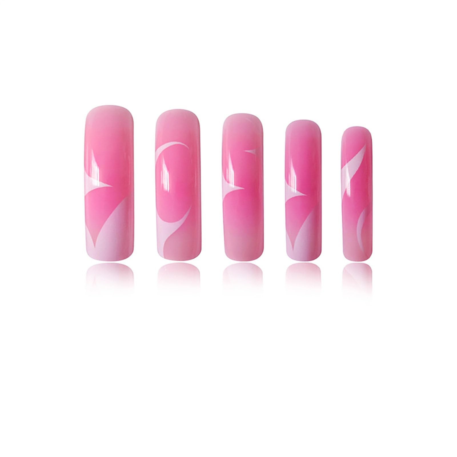 RUOKEXIN Long Press on Nails Pink Ombre General,20, Curved Style-C8C26