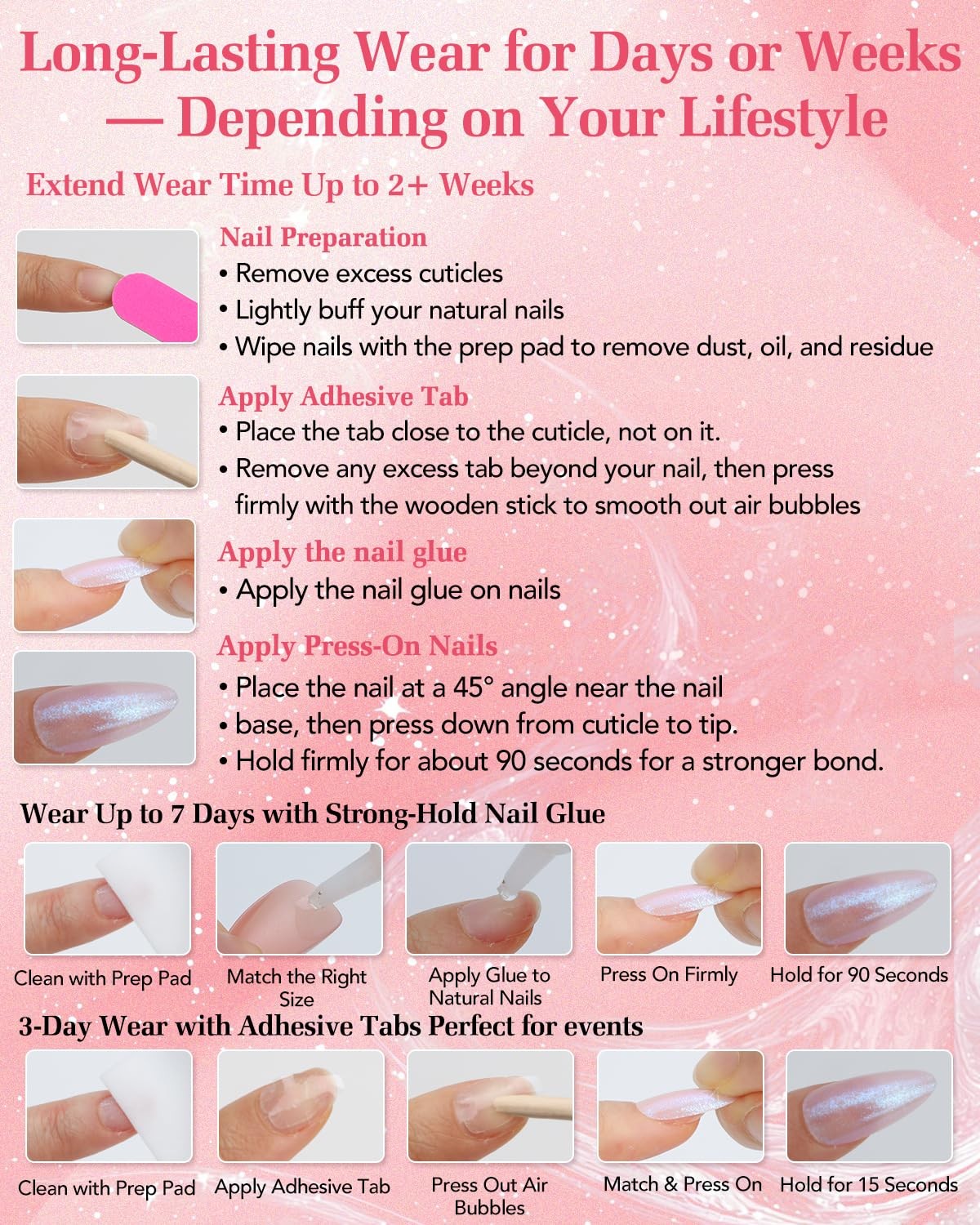 Skiennix Press On Nails-Short Almond Cat Eye Fake Nails | Shining Aurora Spar…