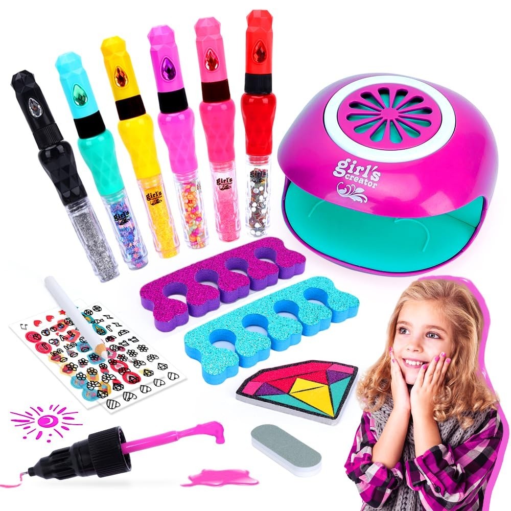 Creative Nail Polish Set for Girls 8-12: Mini Salon with 3-in-1 Nail Tools