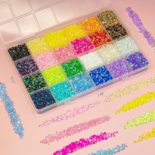 24 Color 20000PCS Jelly Resin Rhinestones & B7000 Glue for Crafting, Nails & Mak