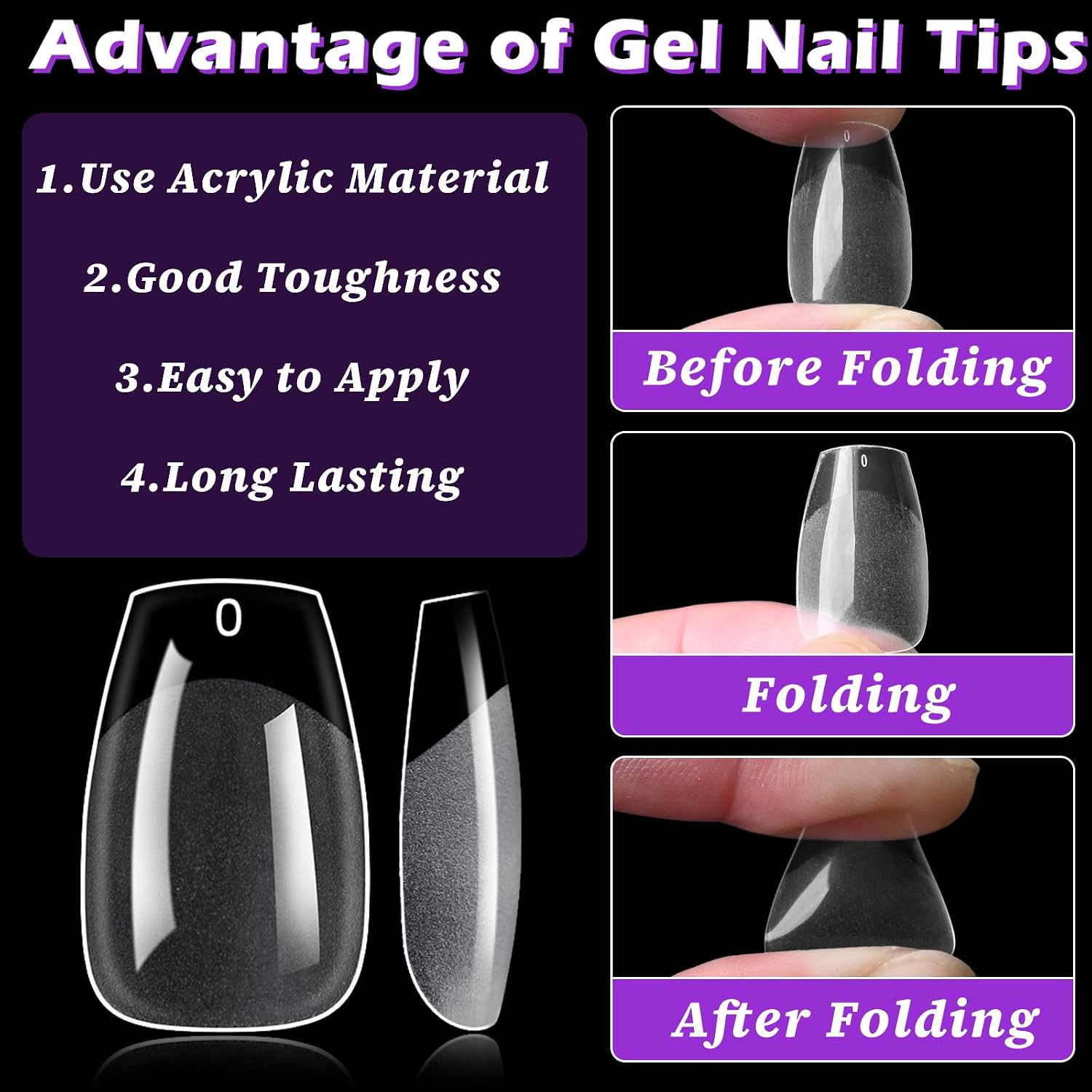 360Pc Short Coffin Nail Tips Clear Fake Nails, Coffin Gel Nail Tips Full Cover A