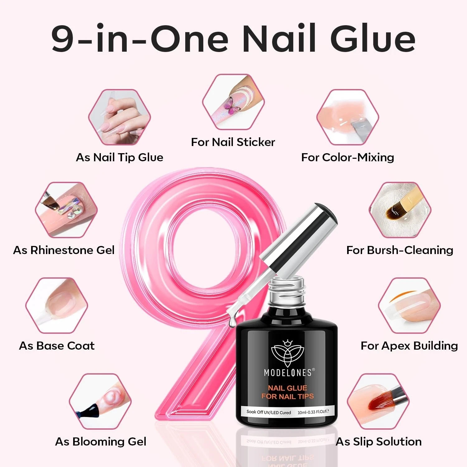 Gel X Nail Kit, Gel x Nail Tips Medium Square, 9-in-One Nail Glue & Portable U V