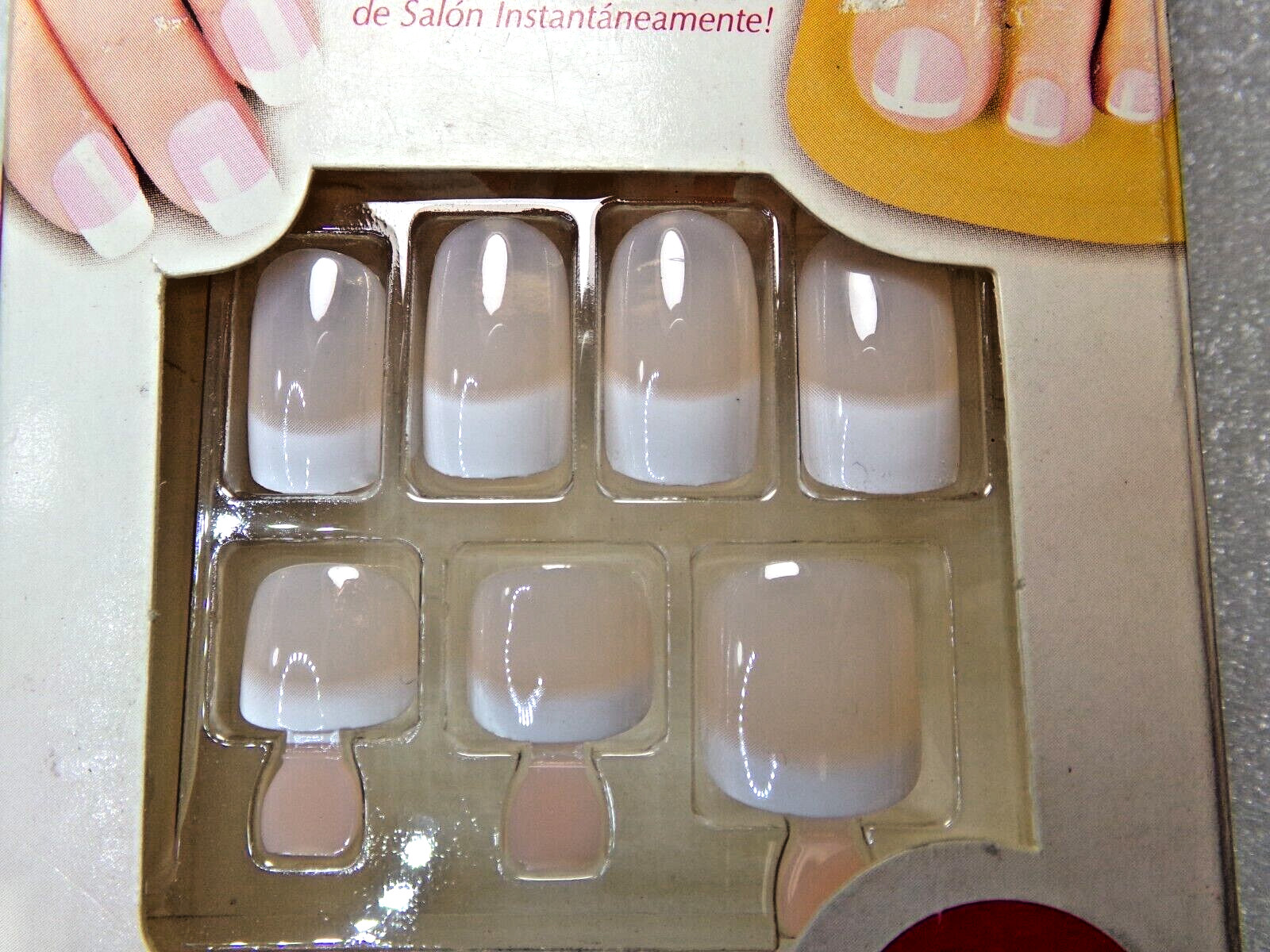 Kiss, Matching Tips & Toenails, Shiny White French, Glue on, Medium