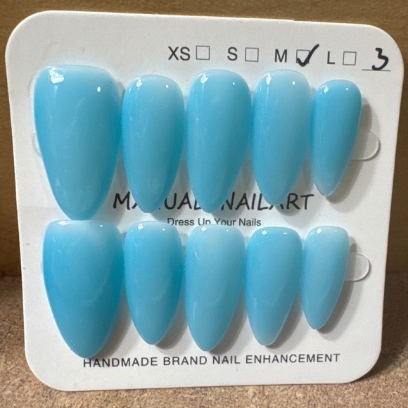 Press On Nails Teal Almond Shape