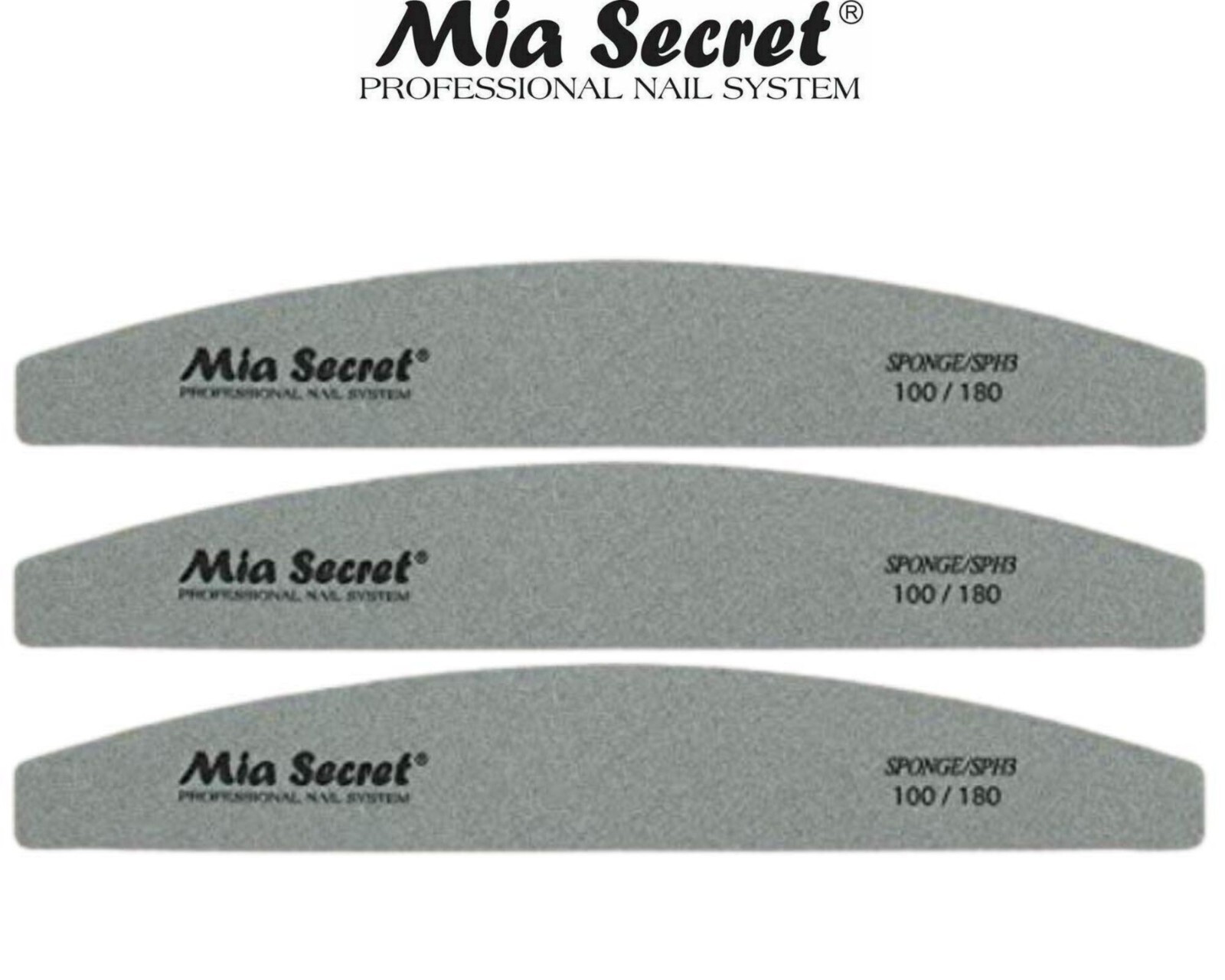 Mia Secret Professional Nail File Sponge Half Moon 100/180 3pcs Set