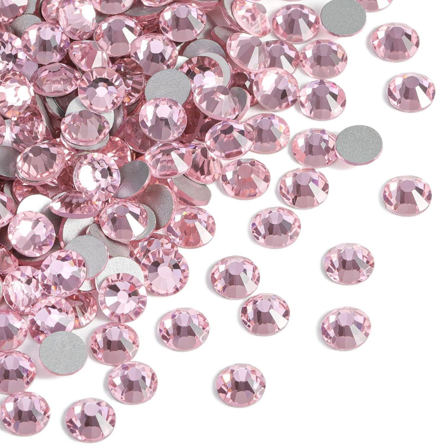 Flat Back Crystal Rhinestones round Gems for Nail Art and Craft Glue Fix, Light