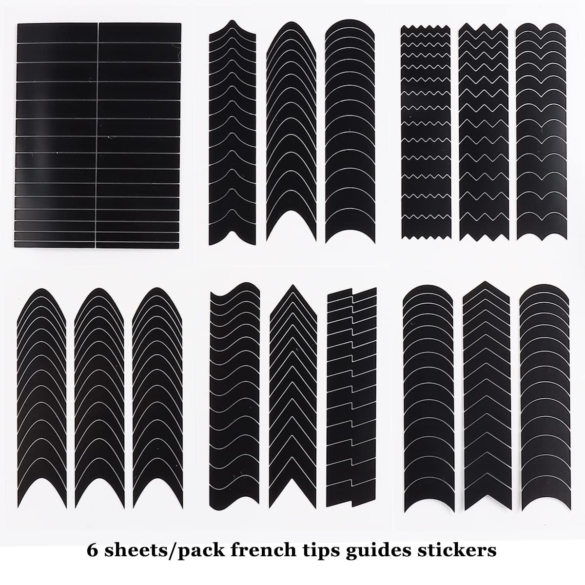 6 Large Self-Adhesive French Tip Stickers for Effortless Nail Art Perfection