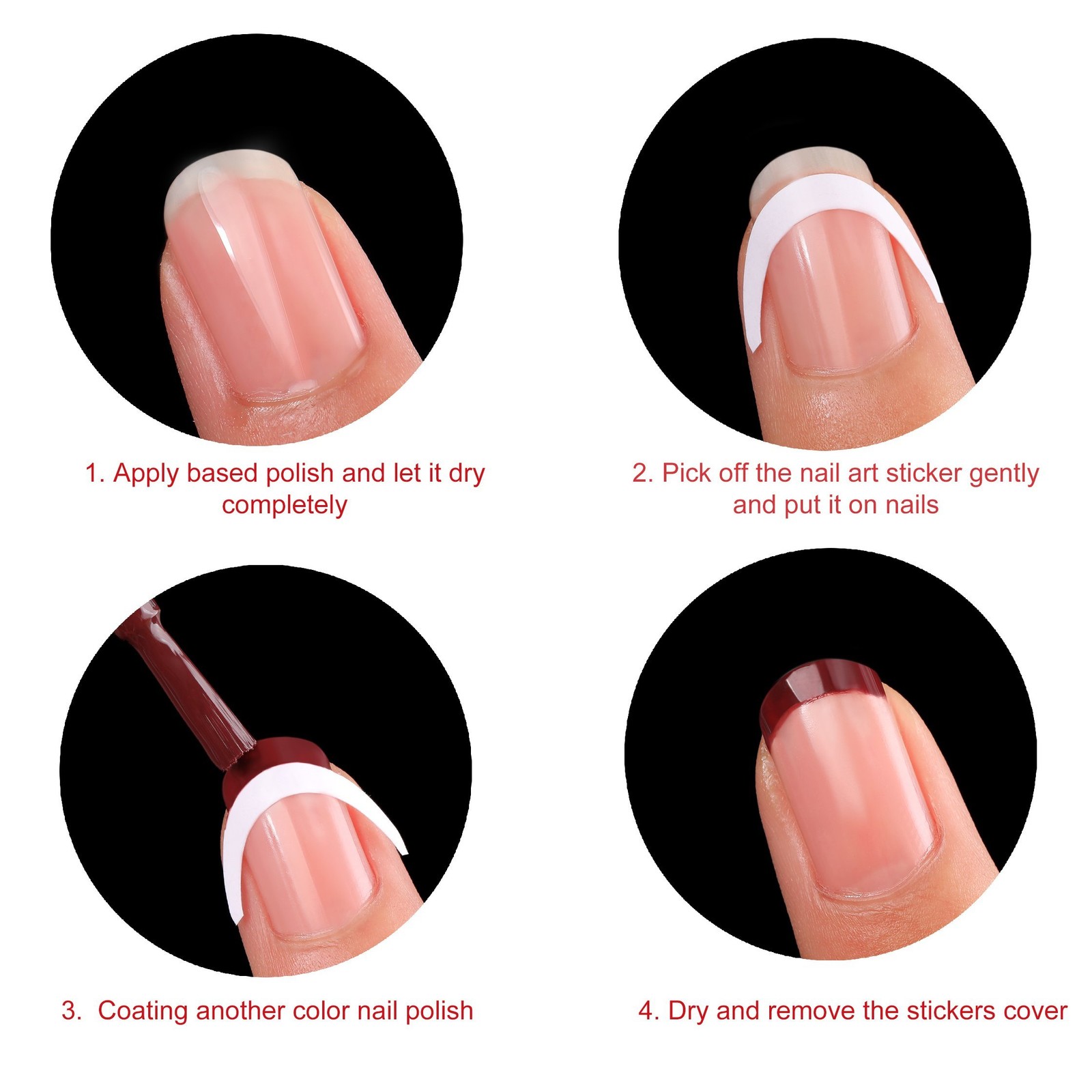 576 Pcs French Manicure Nail Tip Stickers Strips Self-Adhesive Guides Set (Moon)