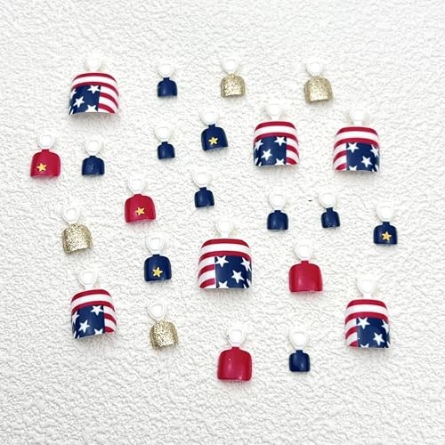 Press-On Toenails for Fourth of July – American Flag – Square Square Toenails