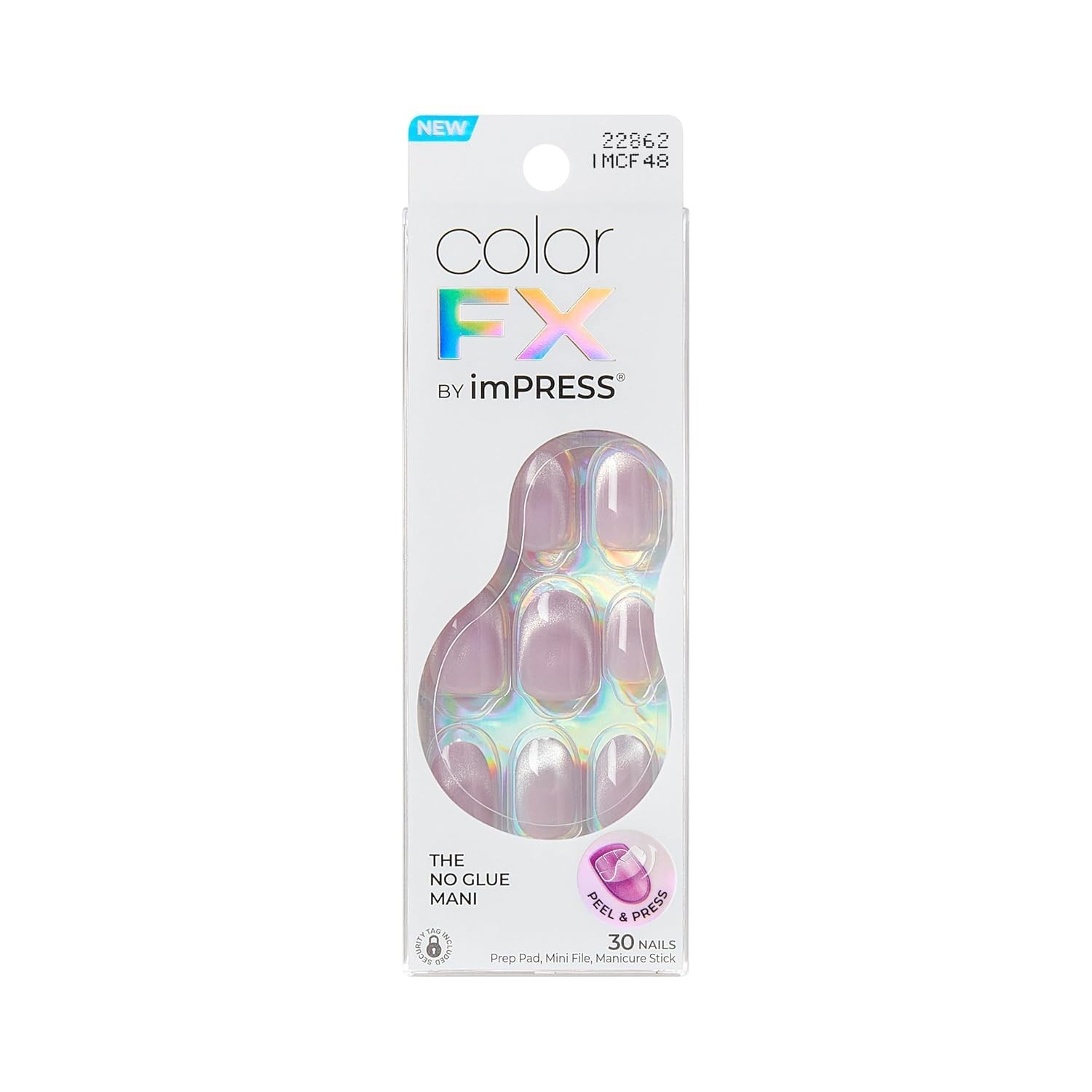 No Glue Mani Press On Nails, ColorFX, ‘Diamond Drip’, Pink, Short Size, Oval …