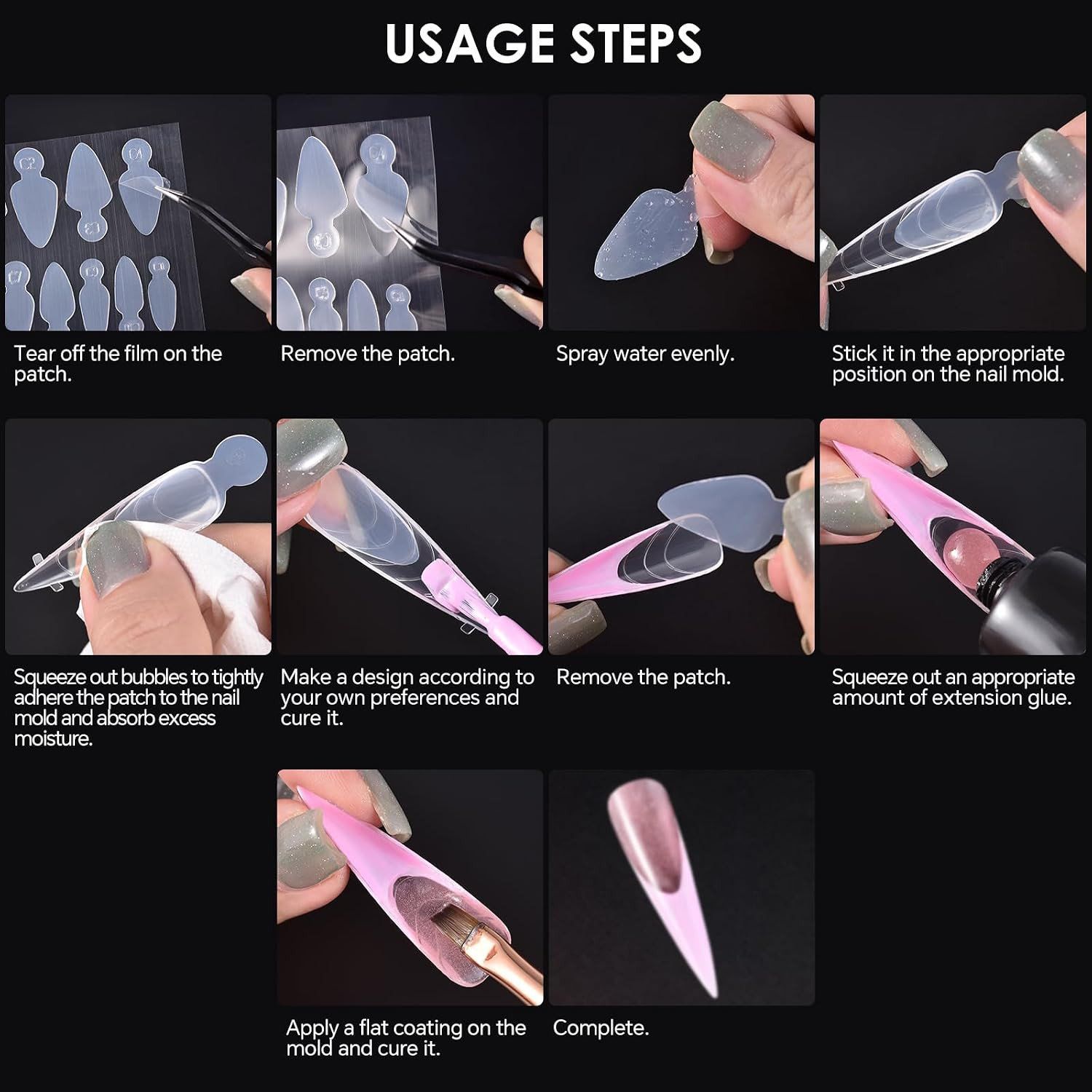 60Pcs 5 Shapes Nail Tips Stickers Model 12 Size Reusable Silicone Pads for Gel E