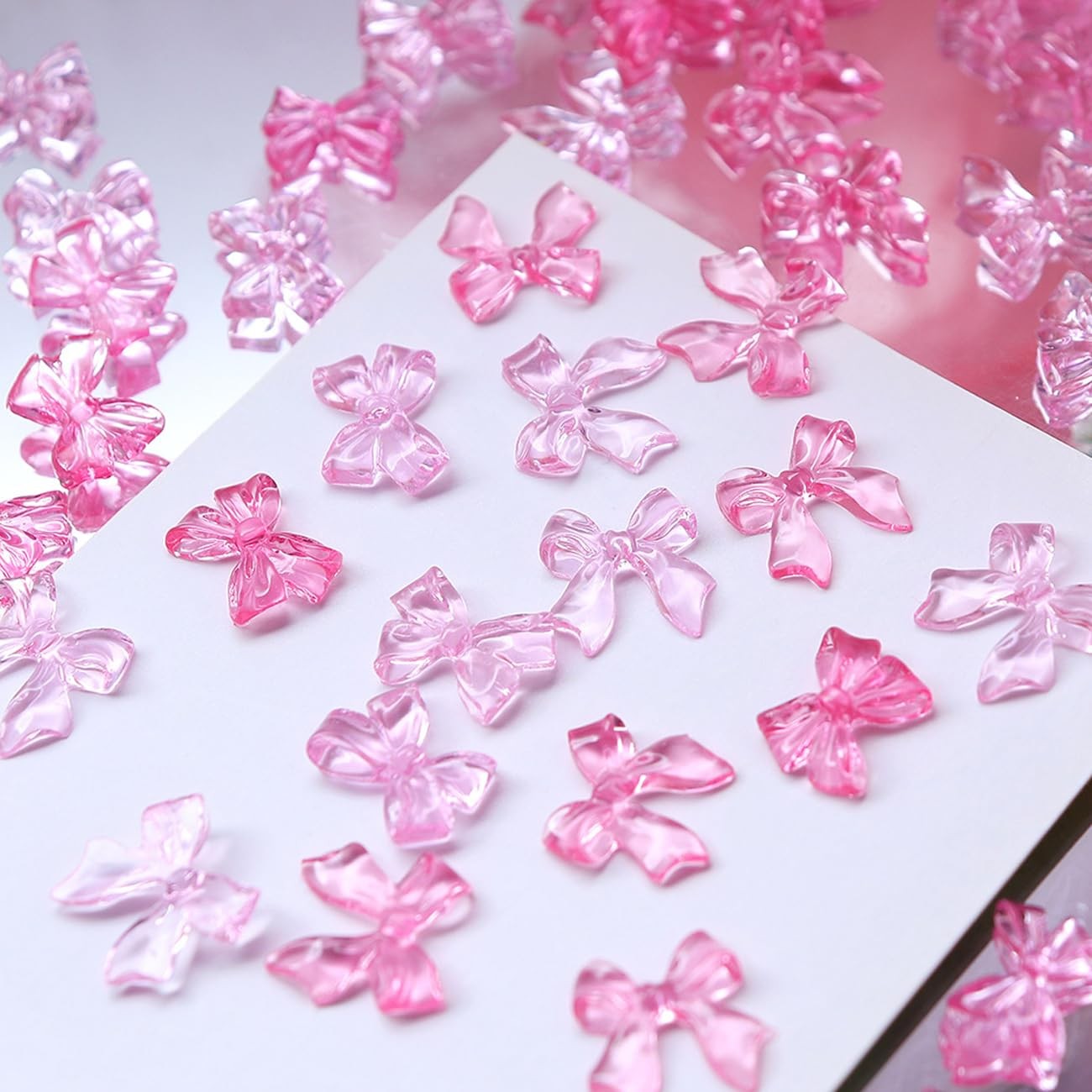 50Pcs Bow Nail Charms 3D Bow-Knot Nail Decals Nail Charms Pink Bowknot Resin …