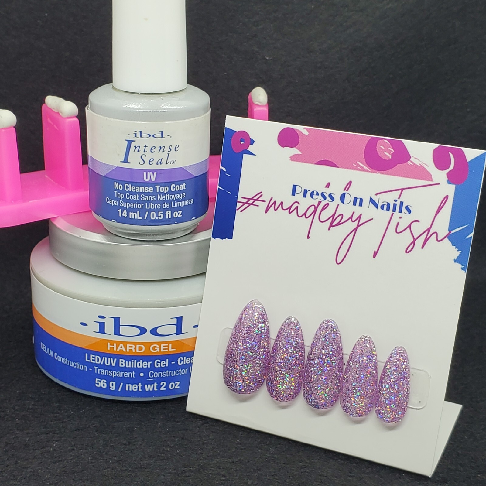 #136 Purple Holo Glitter Press On Nails | Handmade | Hard Gel Glue On Nails