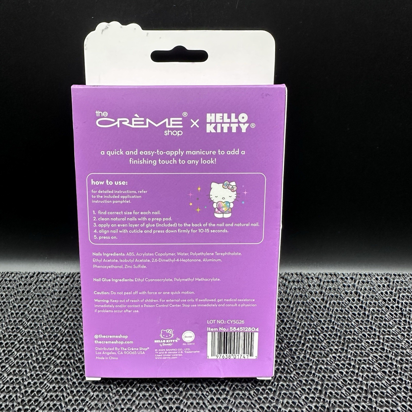 The Crème Shop Hello Kitty Set Of 28 Press On Nails Purple Almond