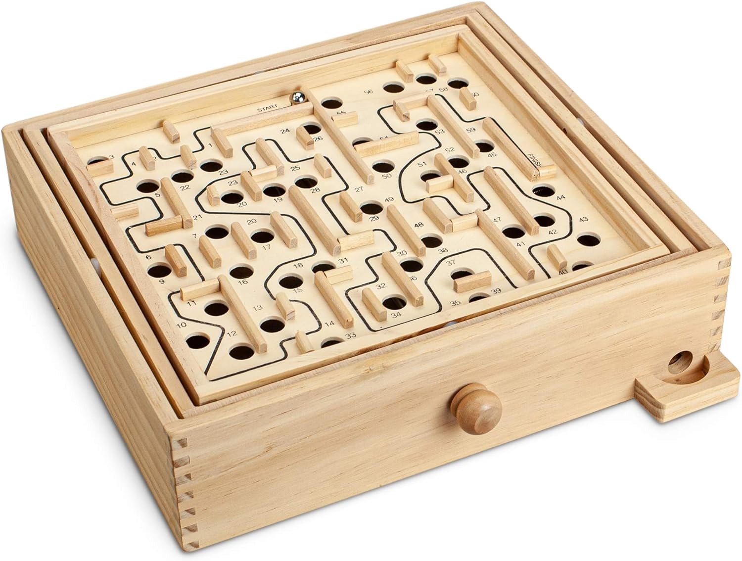 STERLING Games Large Wooden Labyrinth 13.5″ x 13″ Marble Ball Tilt Maze Wood…