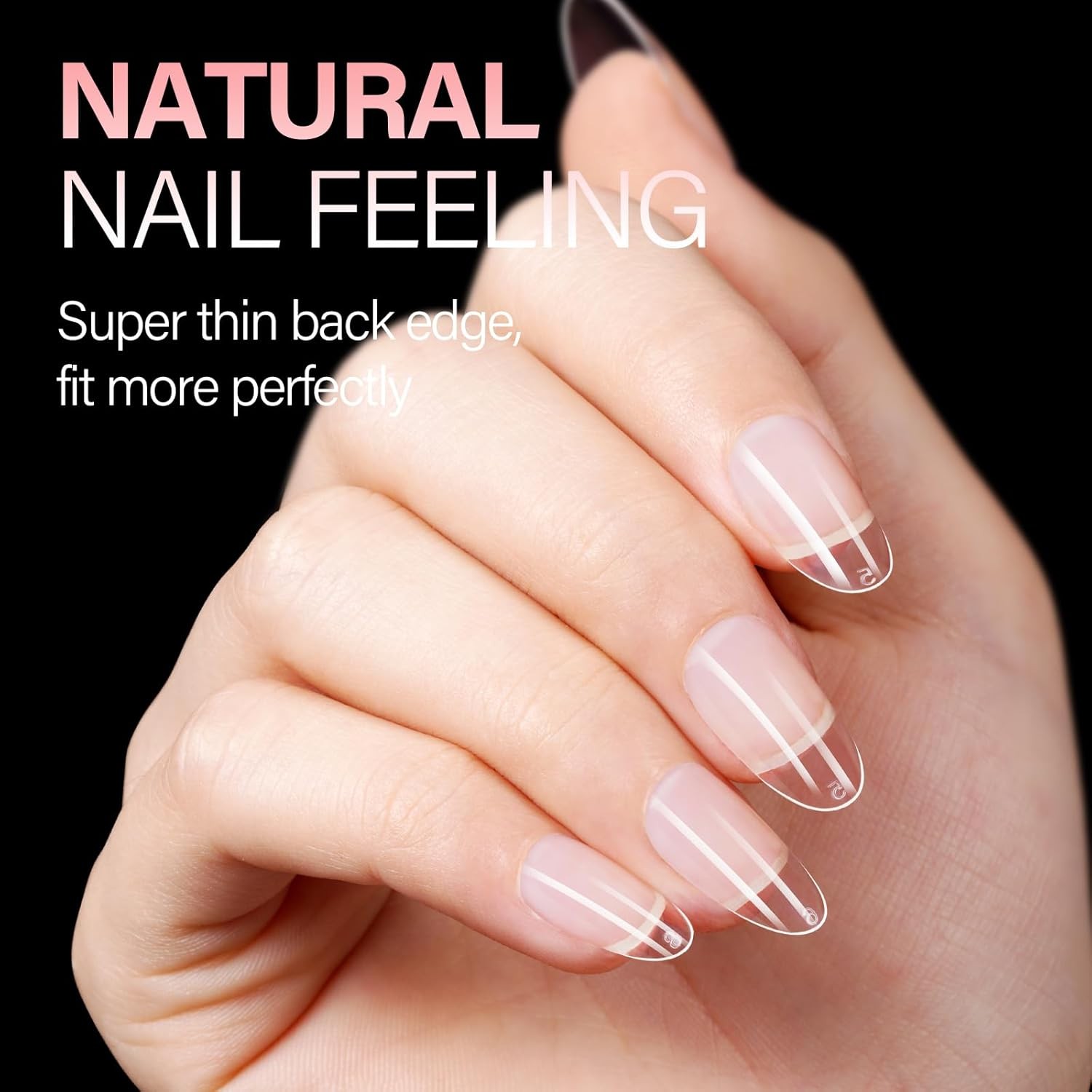 AILLSA Short Oval Nail Tips Full Cover 1 Fl Oz (Pack of 216),