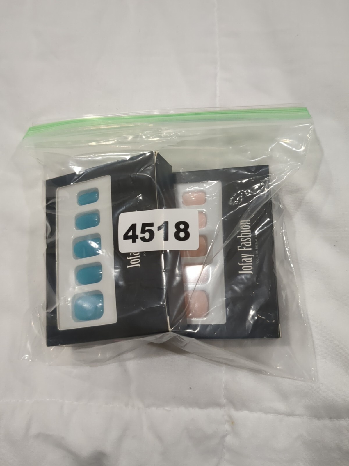 Glossy Pink & Teal Color False Nail Short Square Press on Nails 2-24pcs Kits-New