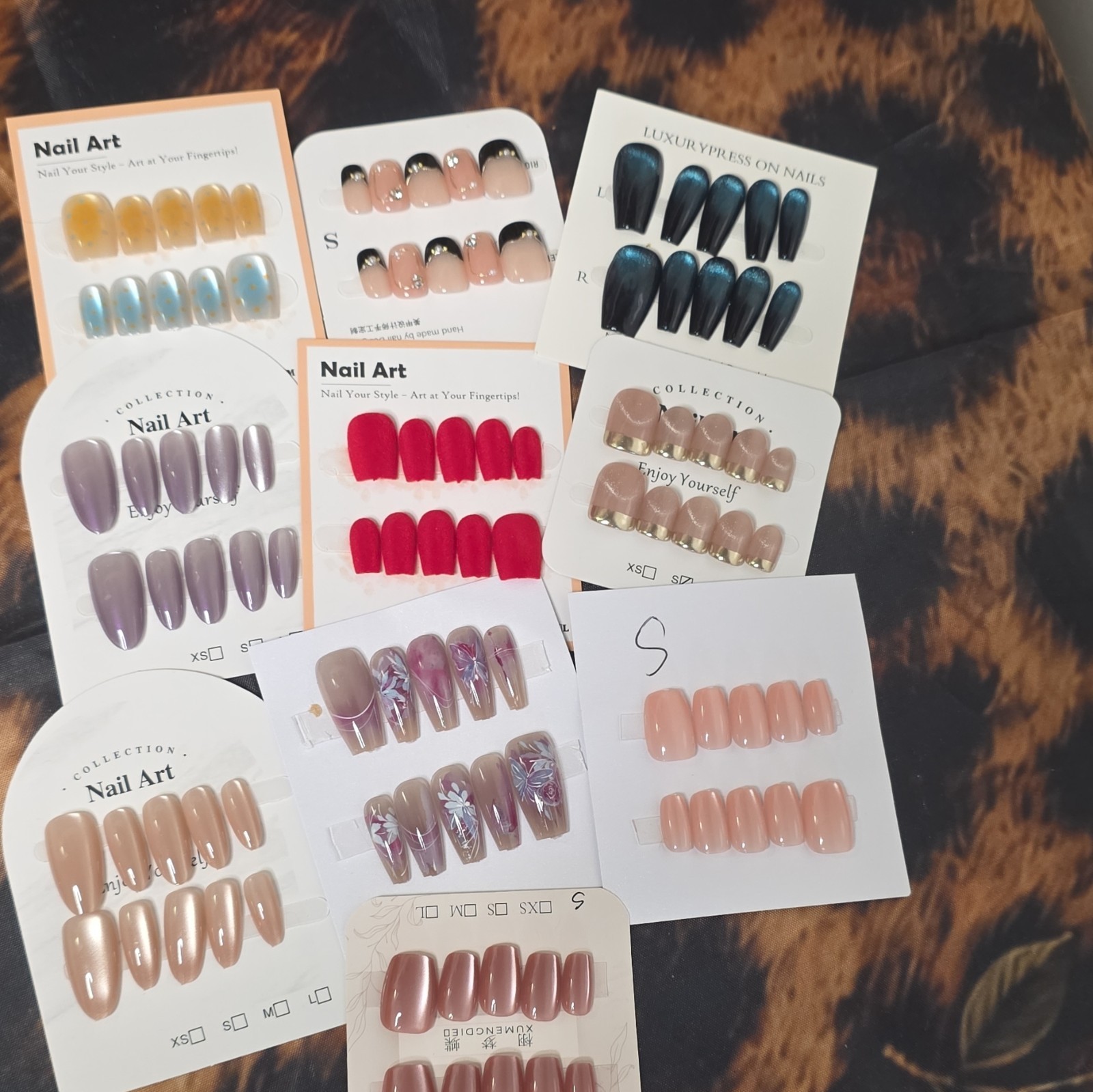 10 pair Lot- Size Small Nail Art Press-On Nails Set