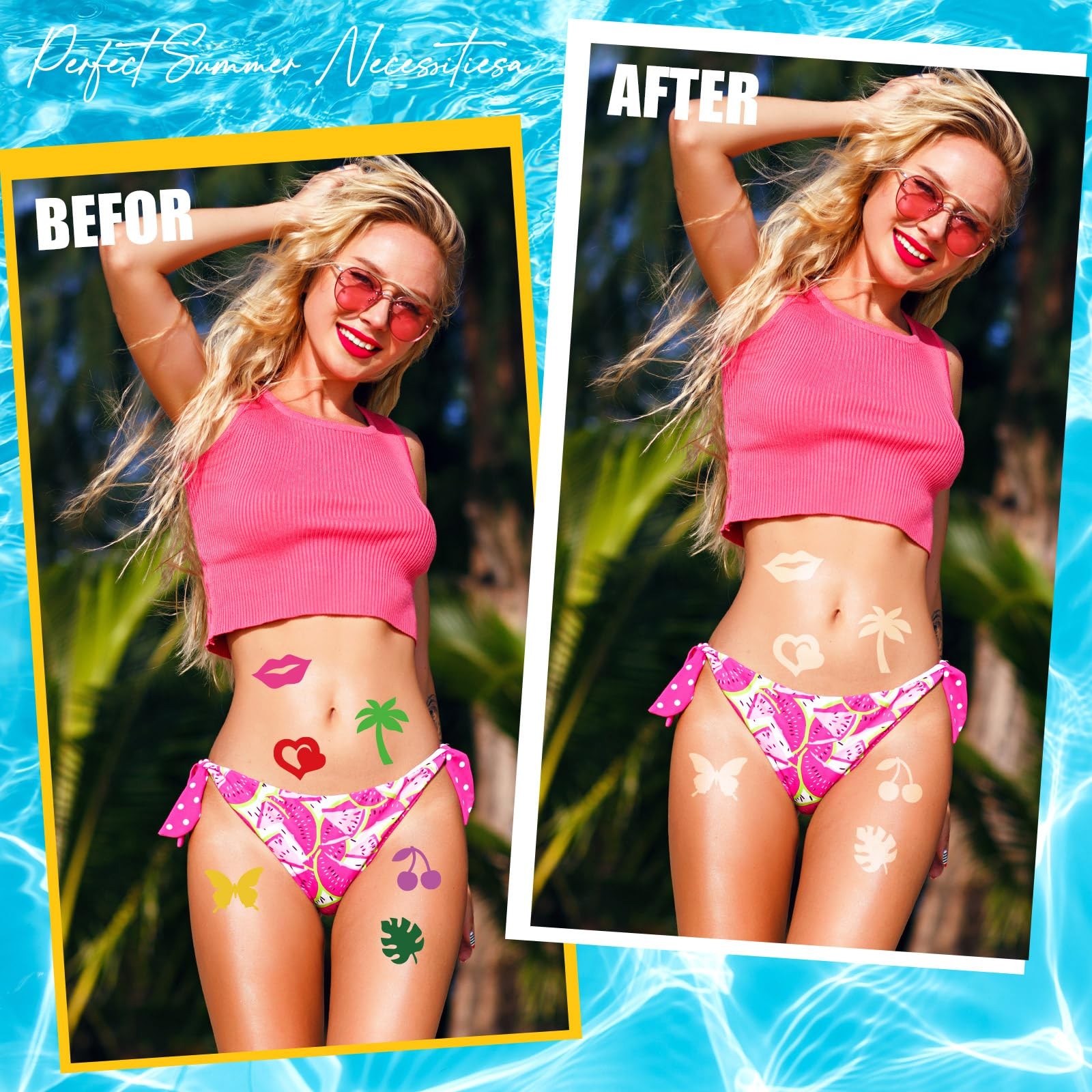 Tanning Sunbathing Stickers, 500Pcs Self Adhesive Removable Body Multicolor