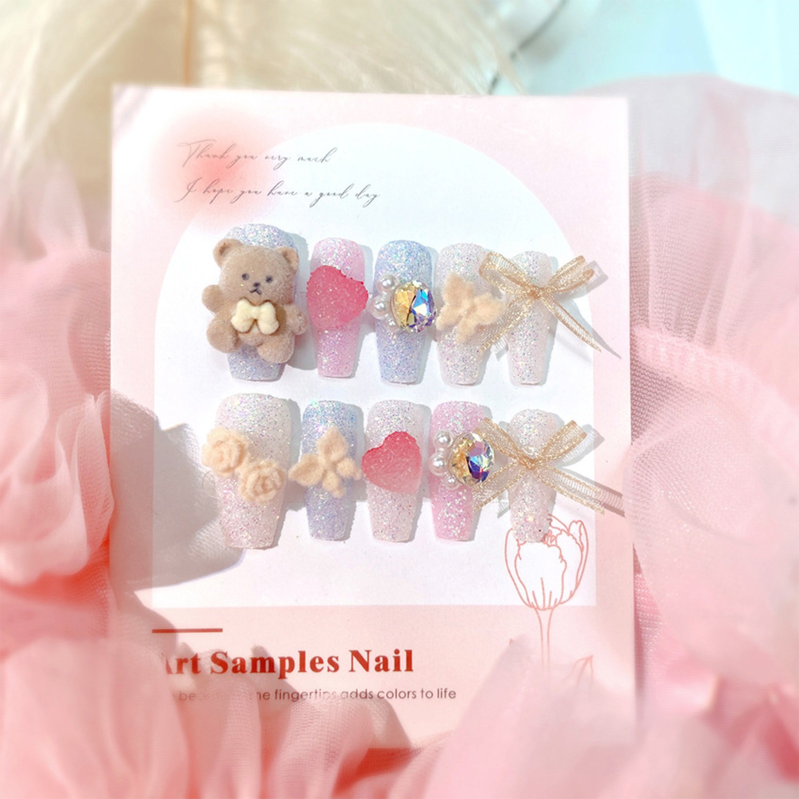 Press on Nail Tips Full Collection Assorted Bow Design for Women Boxed U29