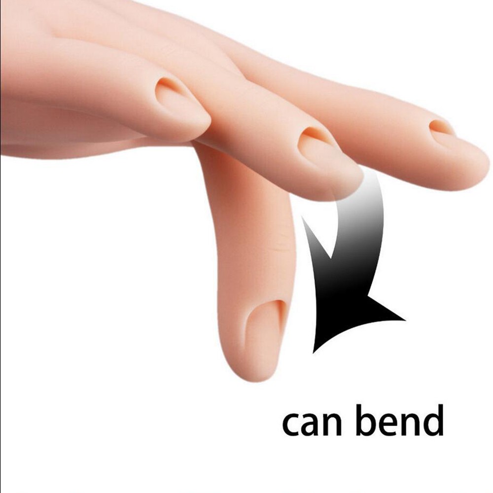Flexible Silicone Nail Art Training Hand Movable Manicure Practice Tool Gift