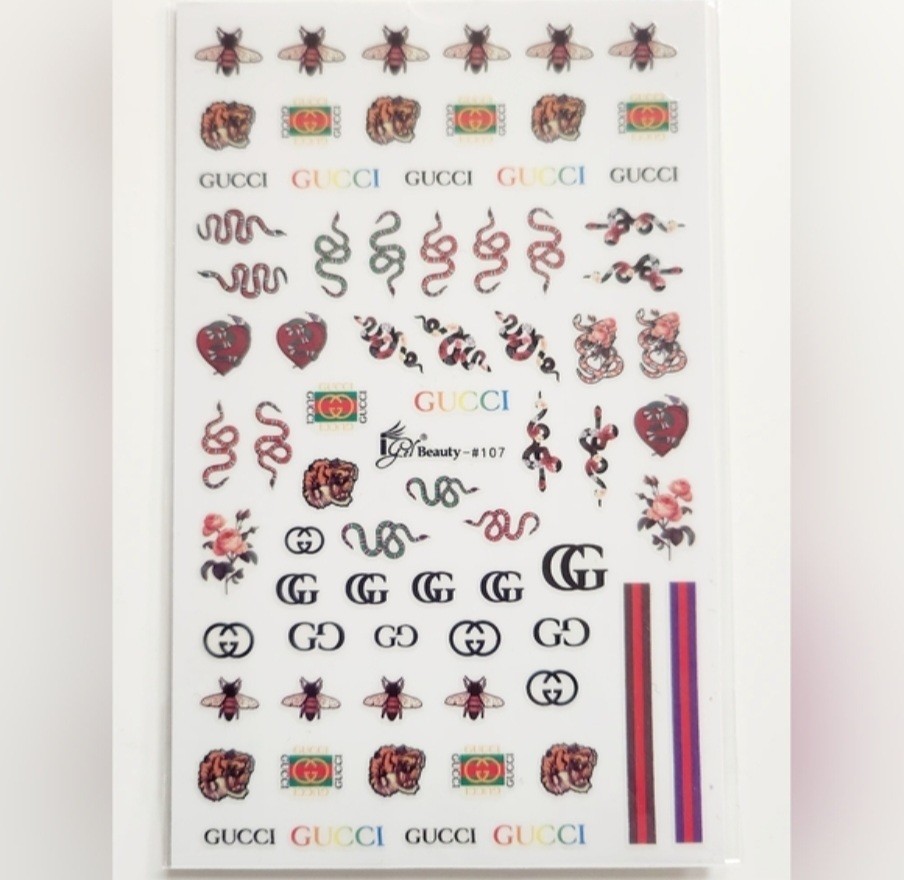 NWT NAIL ART DESIGN SELF-SEAL STICKERS SOLID TAN, RED SNAKES N°107!