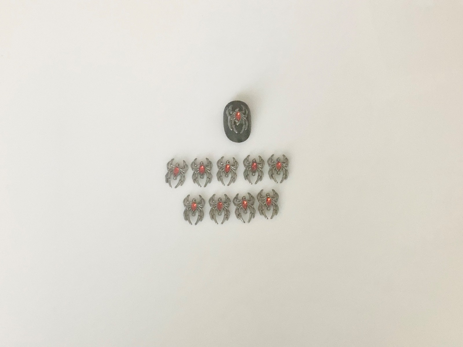 Spider Insect Bite Nail Art Charms Silver Accessory Dark Goth Red Black Crystal