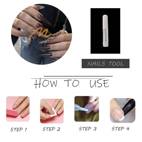 Press on Nails – Long Stiletto Fake Nails with Brown Leopard, 10522Brown