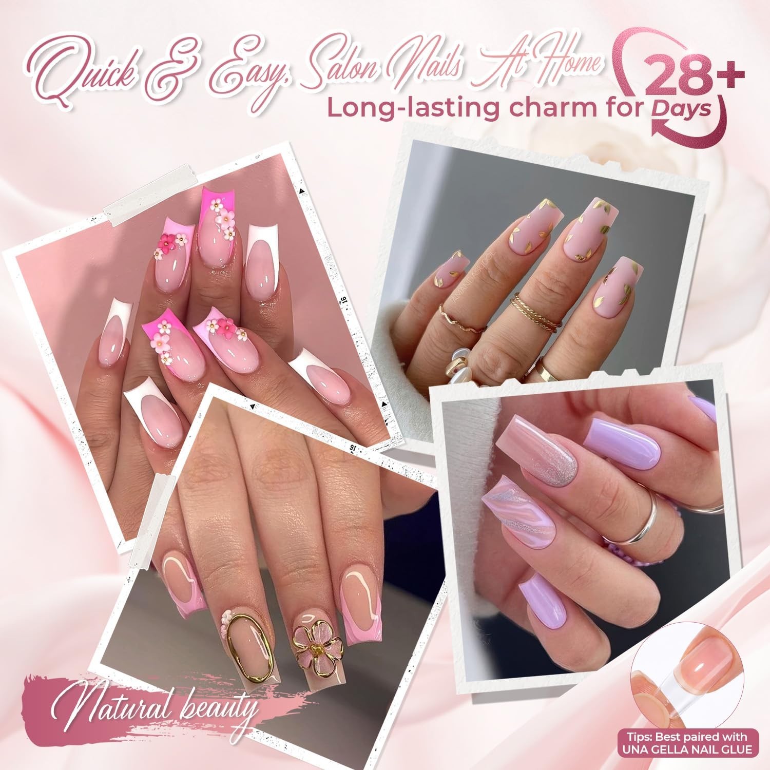 312pcs Medium Square Gel Nail Tips – Half Matte False Acrylic for Salon Quality