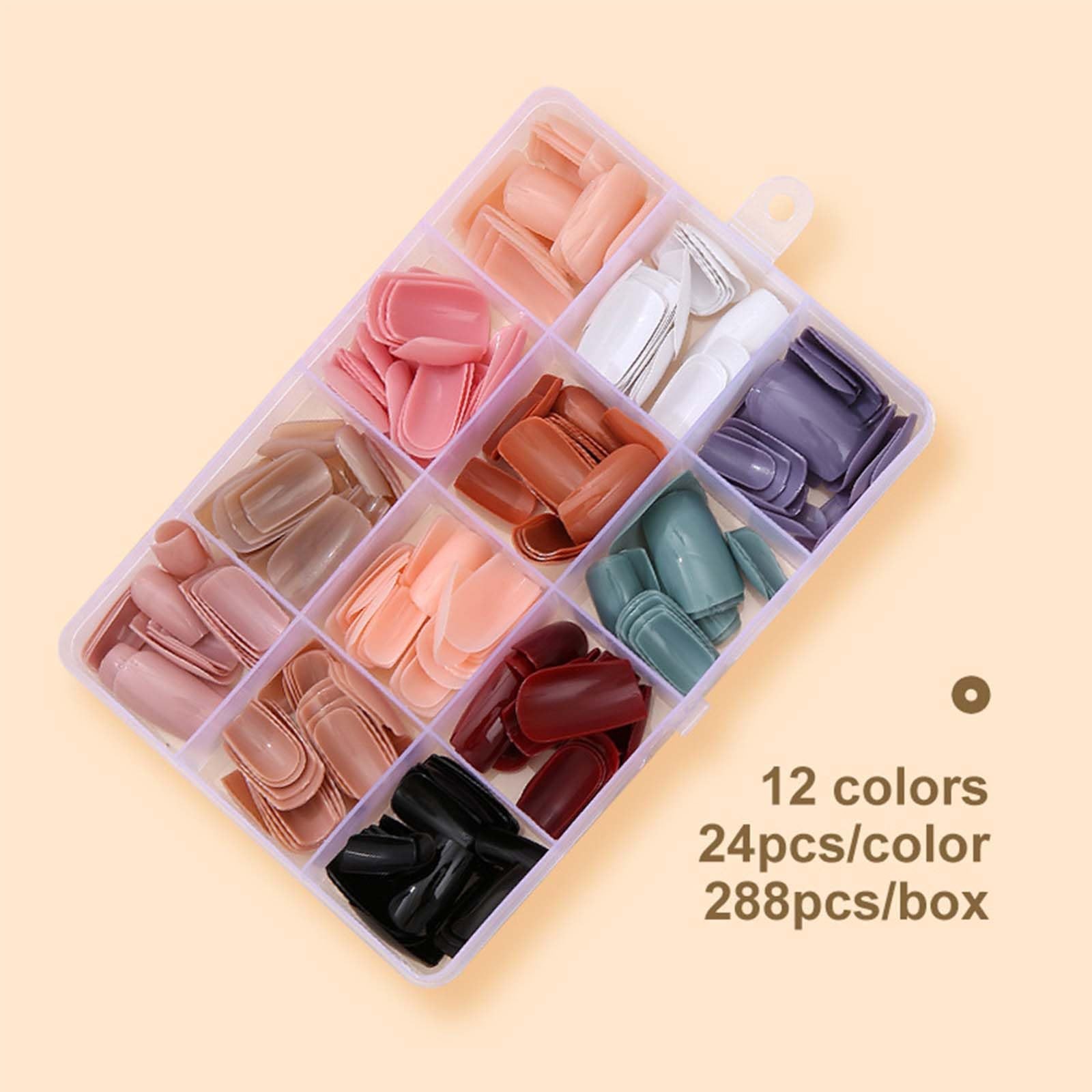 288Pcs Square Press on Nails Medium Fake Solid Medium, A006