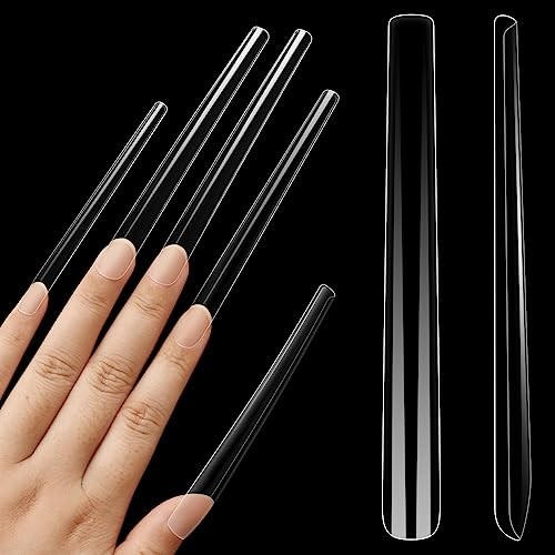Extra Super Extreme Long Straight Tapered Square Nail Tips, Super Long Square