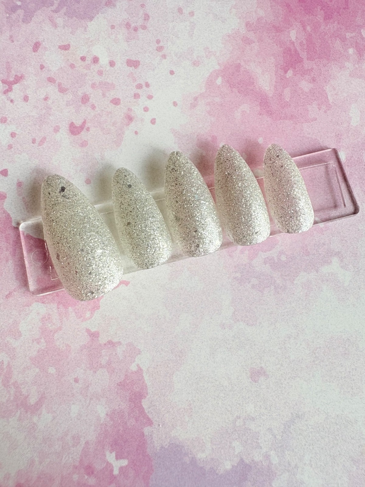Real Diamond Powder Press on Nails | Luxury Handmade Japanese Gel | Custom Size