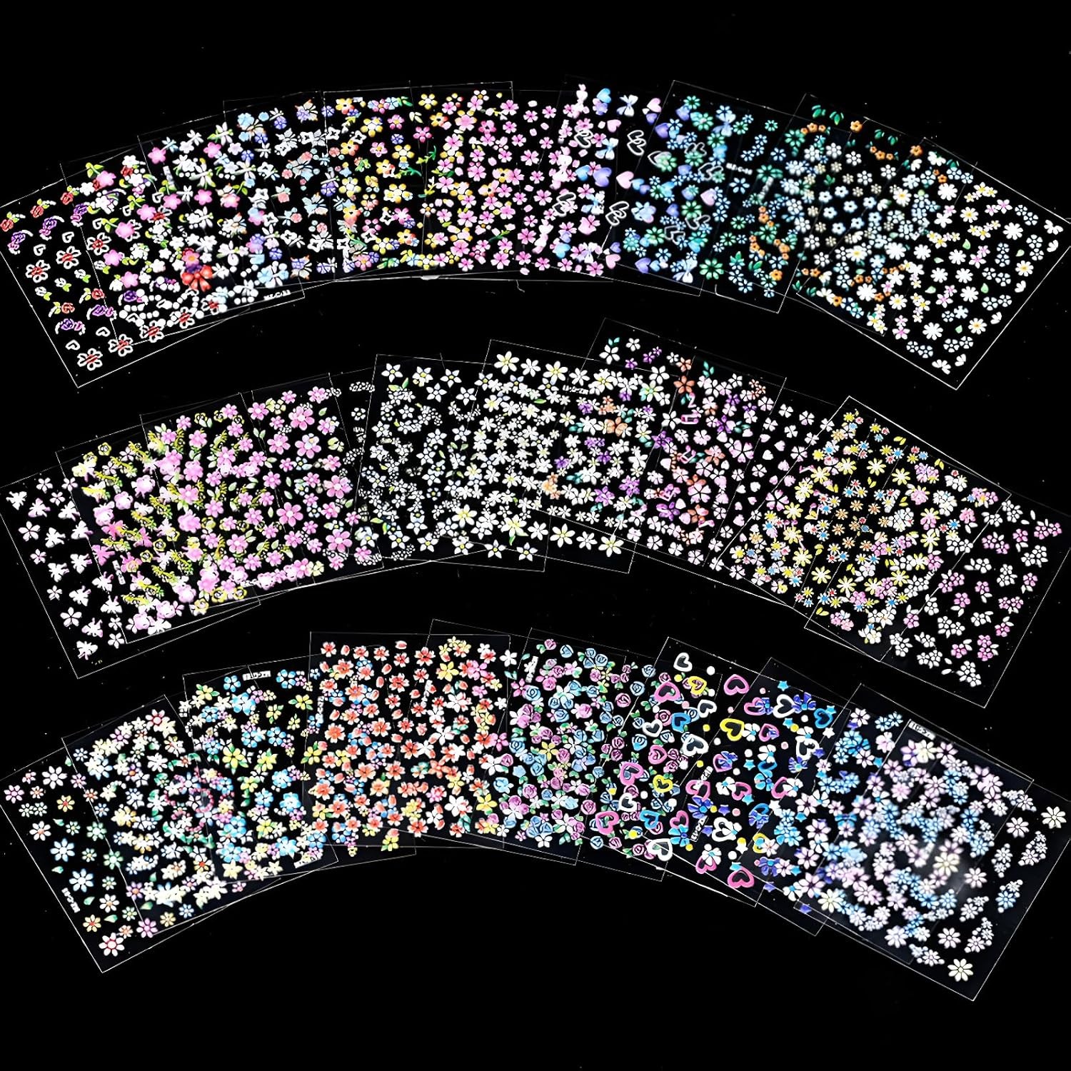 SPLOCUDU Colorful Cute Daisy, Floral, Heart, Flower Nail Art Stickers Decals, 3D