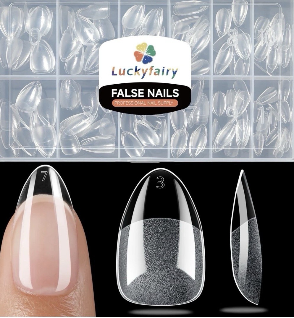 Short Almond Nail Tips – 240pcs Soft Gel Full Cover Acrylic Press-On Nails