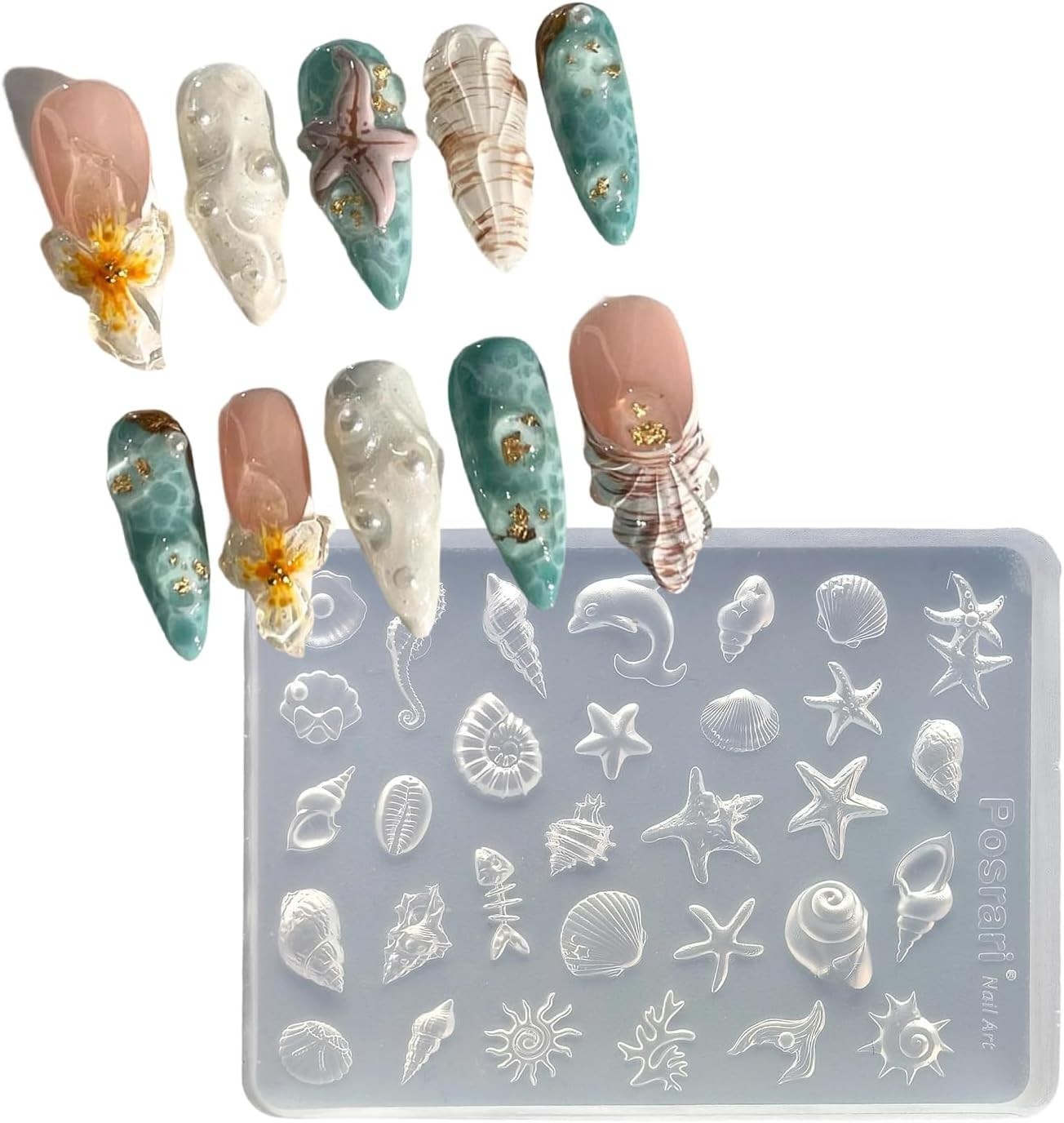 Nail Molds Silicone 3D Marine Animals Summer Manicure DIY Art Supplies