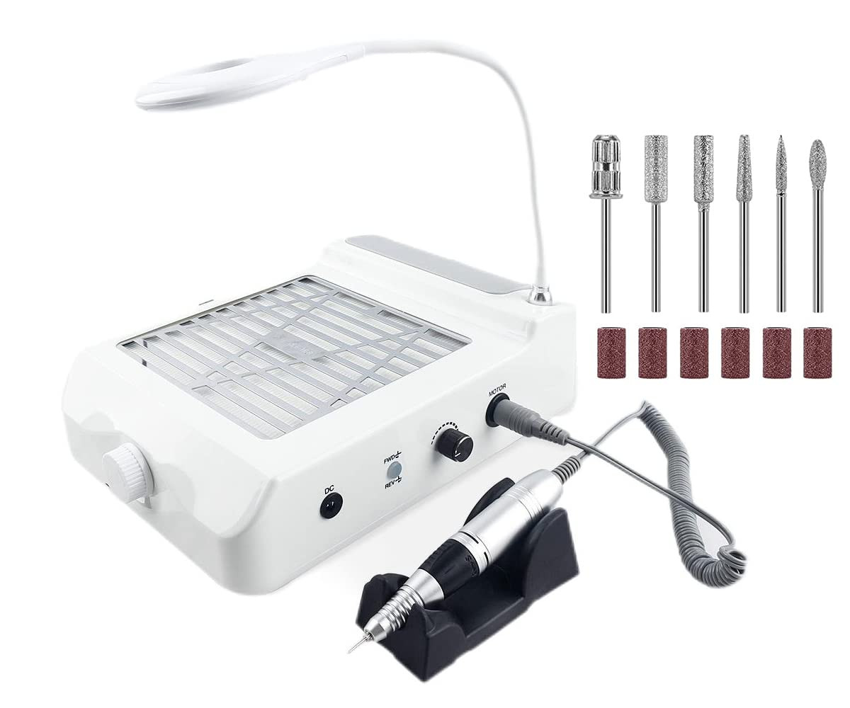 4 en 1 Colector de Polvo de Unas 80W con Torno 35000RPM y Luz LED para Salon