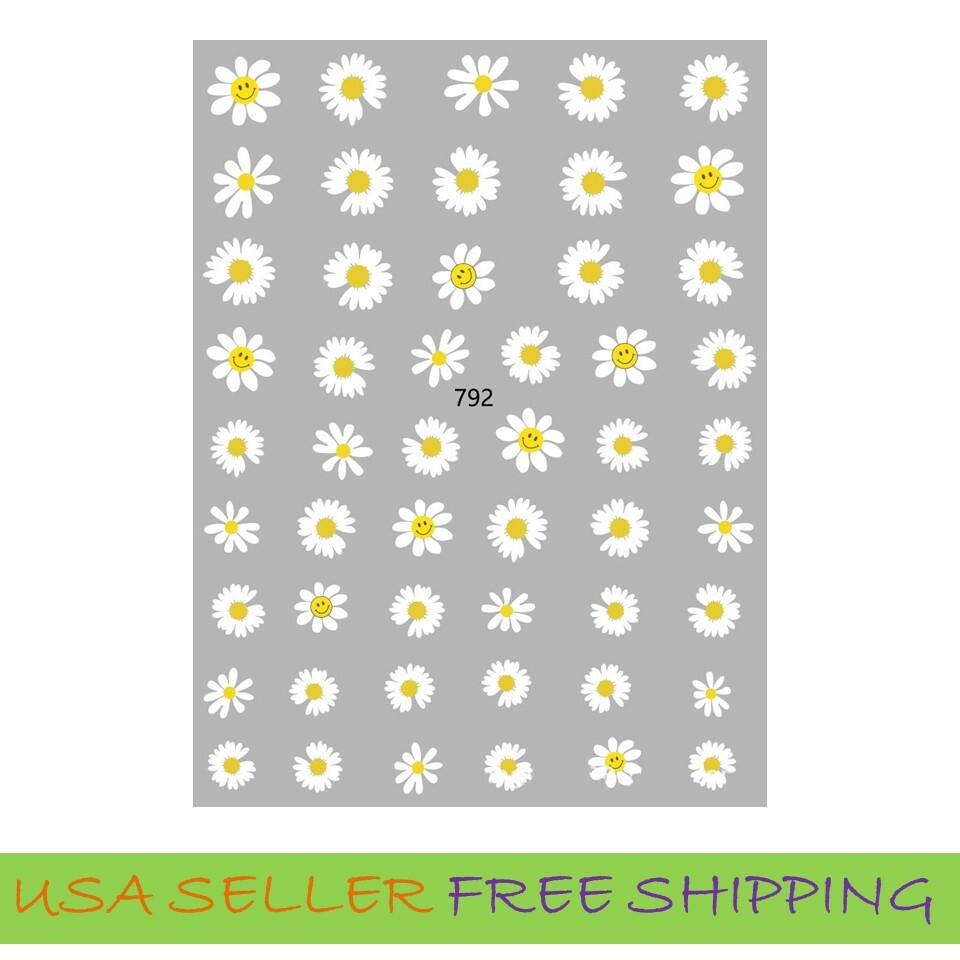 Nail Art 3D Decal Stickers White Daisy Flowers 792